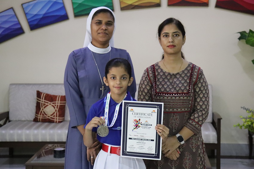 A MEDAL AND A CERTIFICATE OF APPRECIATION AT RUN AGAINST DRUGS EVENT