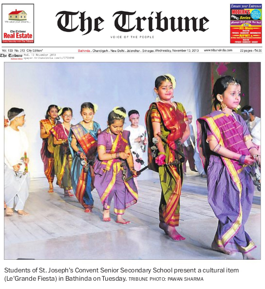 STUDENTS OF ST.JOSEPH'S CONVENT SENIOR SECONDARY SCHOOL PRESENT A CULTURAL ITEM(LE'GRANDE FIESTA ) IN BATHINDA